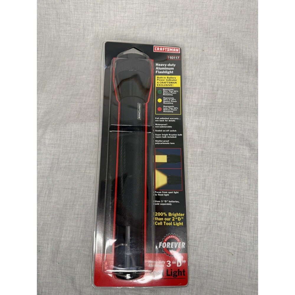 SEARS Craftsman Heavy-Duty Aluminum Flashlight Tool Maglite  Light "D" 93117 Nos